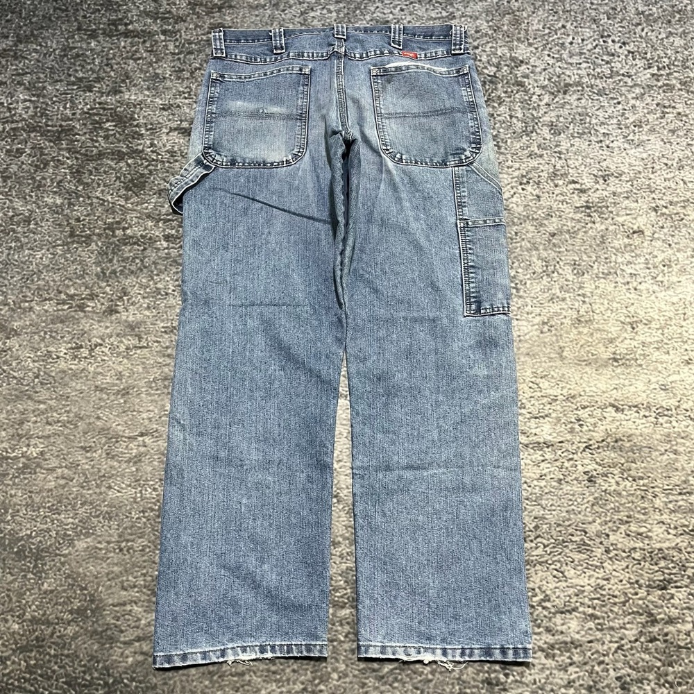 Wrangler Carpenter Jeans 34x30 Blue Distressed Faded Workwear Vintage‎ 2000s - Picture 2 of 16